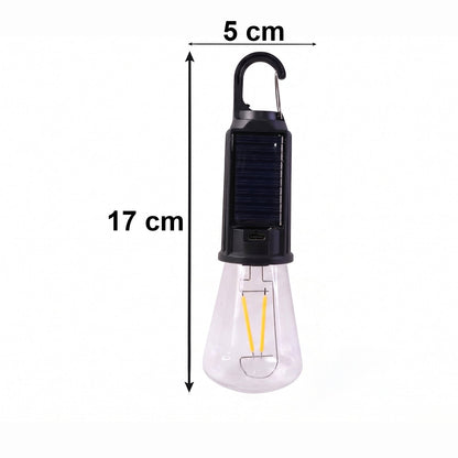 Wukusy solar rechargeable camping lamp with warm LED light, hook for portability, ideal for outdoor camping and hiking.