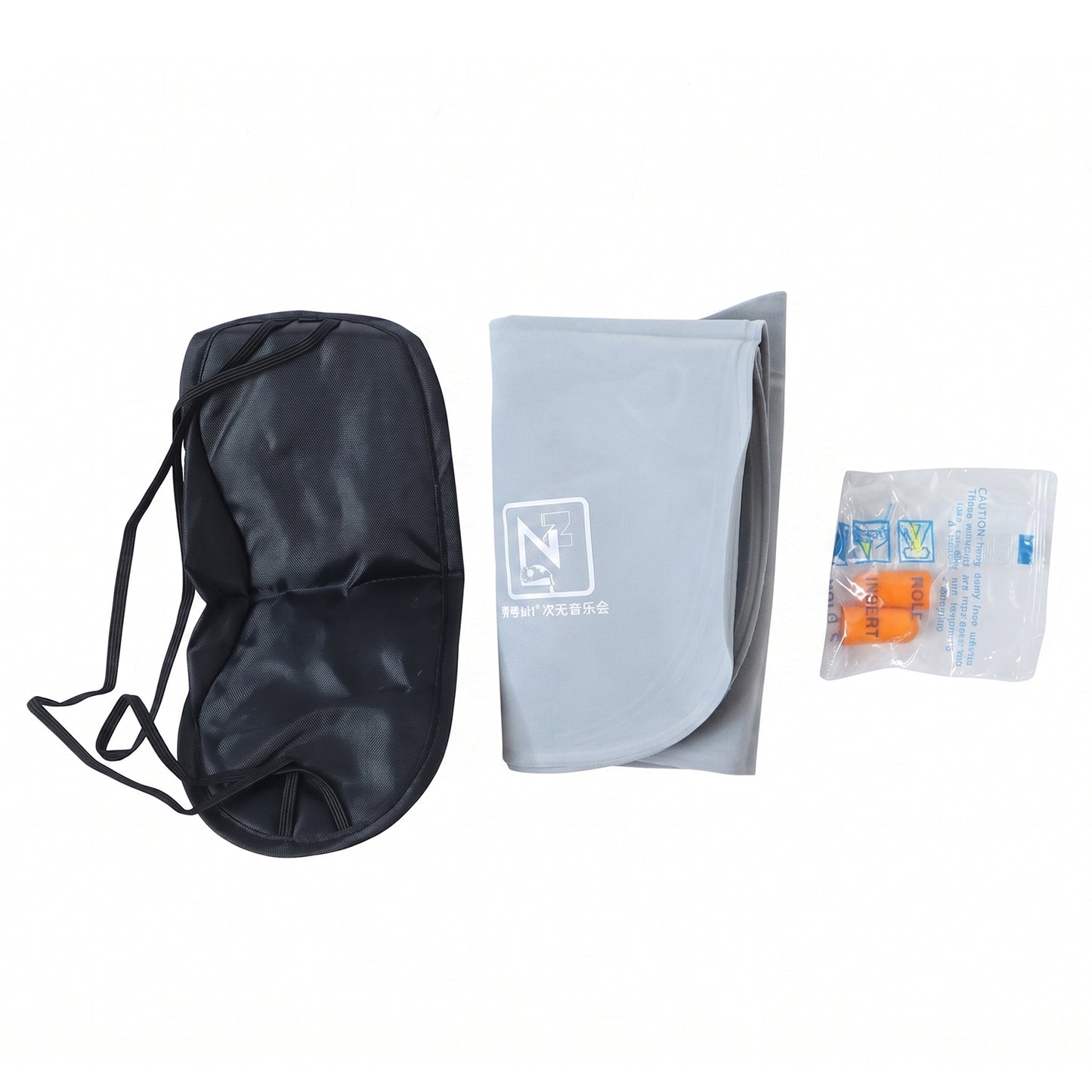 Wukusy 3-in-1 travel comfort kit with neck pillow, eye mask, and earplugs for relaxing travel.