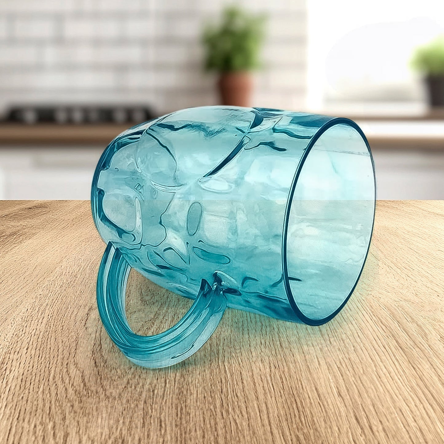 Two durable plastic Apex Shake Mug Set by Wukusy, 350ml capacity, shown with mugs on a kitchen countertop.