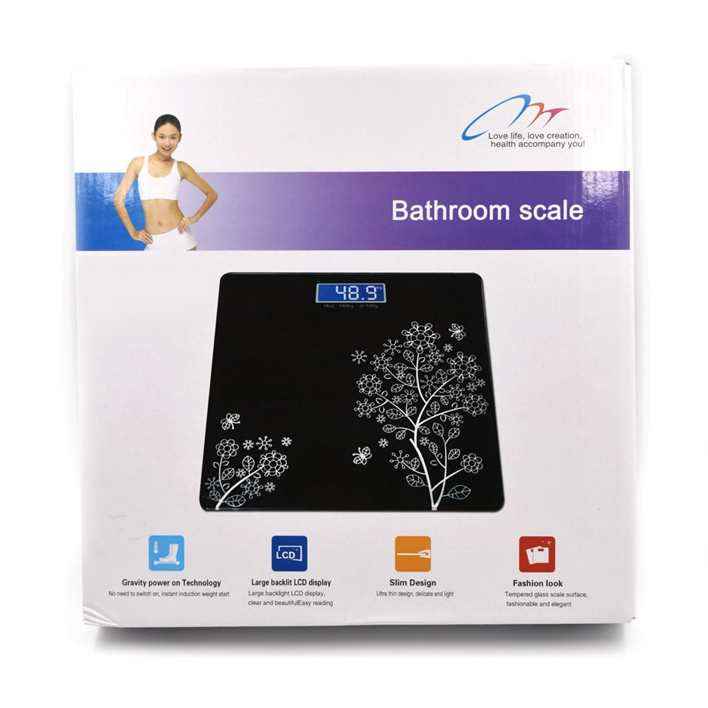 Wukusy 6122 premium bathroom scale with digital display, used for accurate weight measurement in home and professional bathrooms.