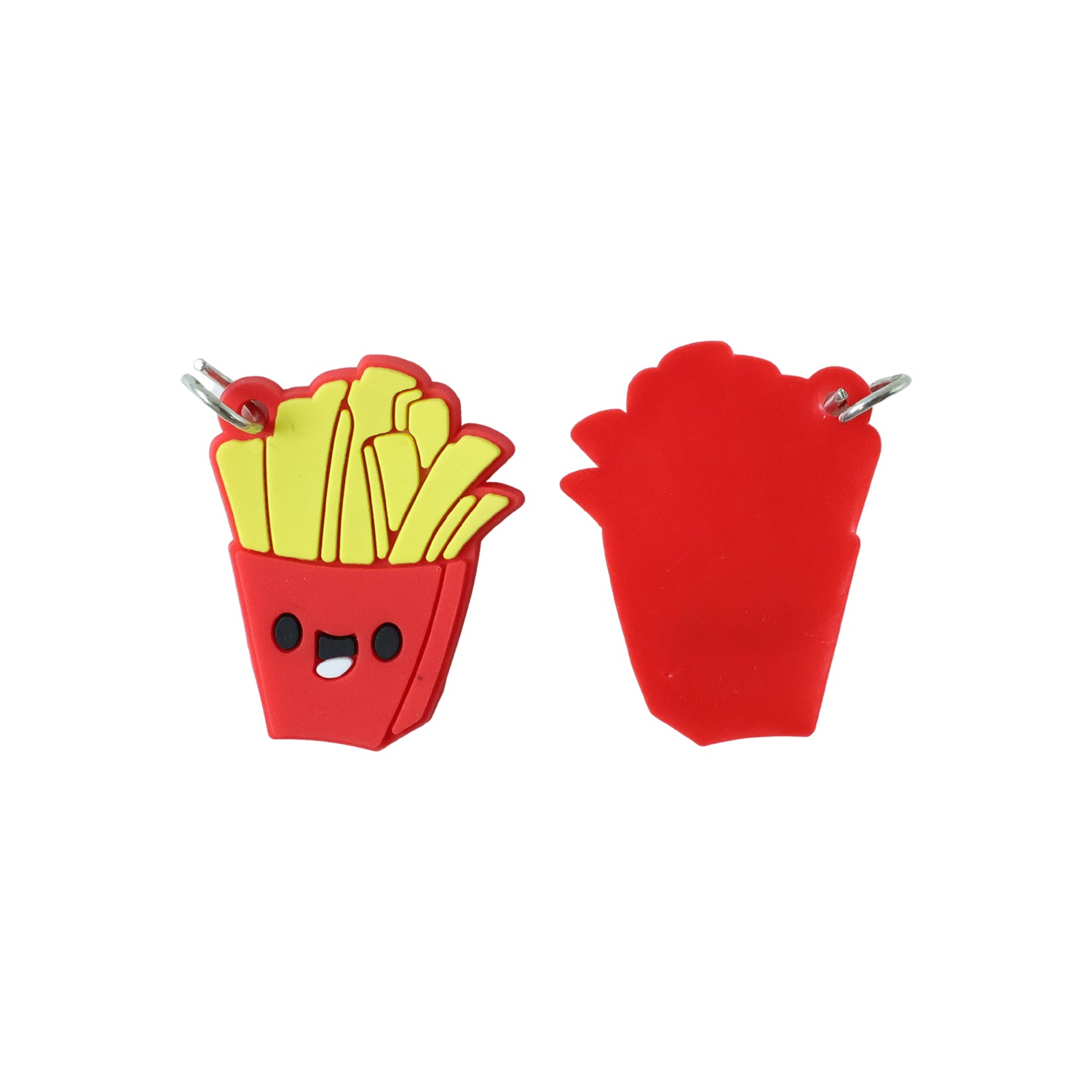 Set of 10 cute French fries-shaped bag charm keychains from Wukusy, featuring playful yellow fry designs with smiling faces.