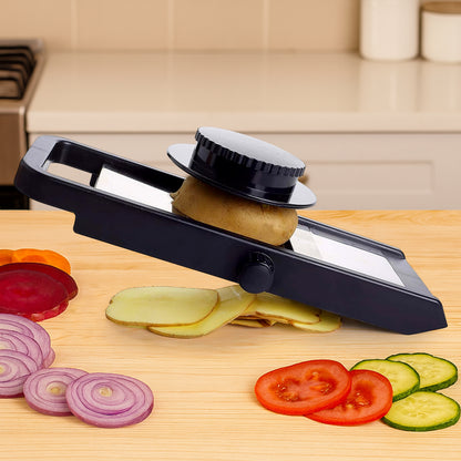 Wukusy premium adjustable vegetable and fruit slicer with sharp stainless steel blades, suitable for home kitchen use