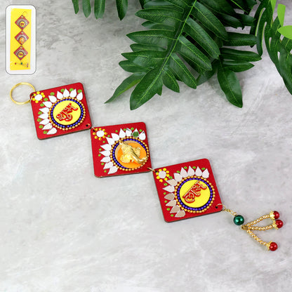 Traditional Labh Shubh decorative wall hanging from Wukusy, featuring intricate design for home decor.