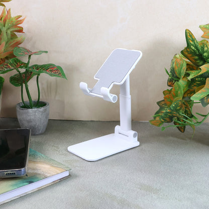 Adjustable foldable desktop mobile stand by Wukusy supporting smartphones for hands-free viewing.