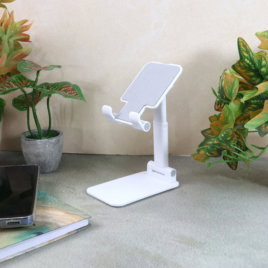 Adjustable foldable desktop mobile stand by Wukusy supporting smartphones for hands-free viewing.