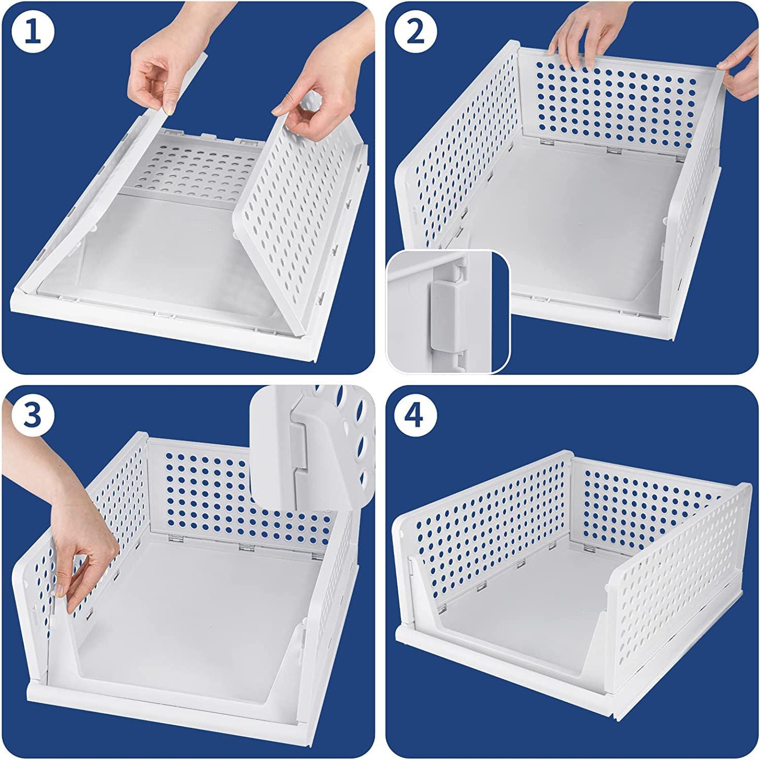 Wukusy 7731 4-layer plastic clothes organizer drawer for wardrobe, foldable, stackable, multi-purpose closet storage solution