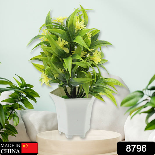 Wukusy artificial wildflower plant in a cute pot for home or office decor, tabletop or balcony decoration, indoor plant for living room
