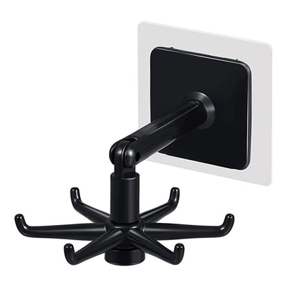 Wukusy rotatable hooks for hanging, 360-degree swivel design, shown mounted on a wall with various hanging items.