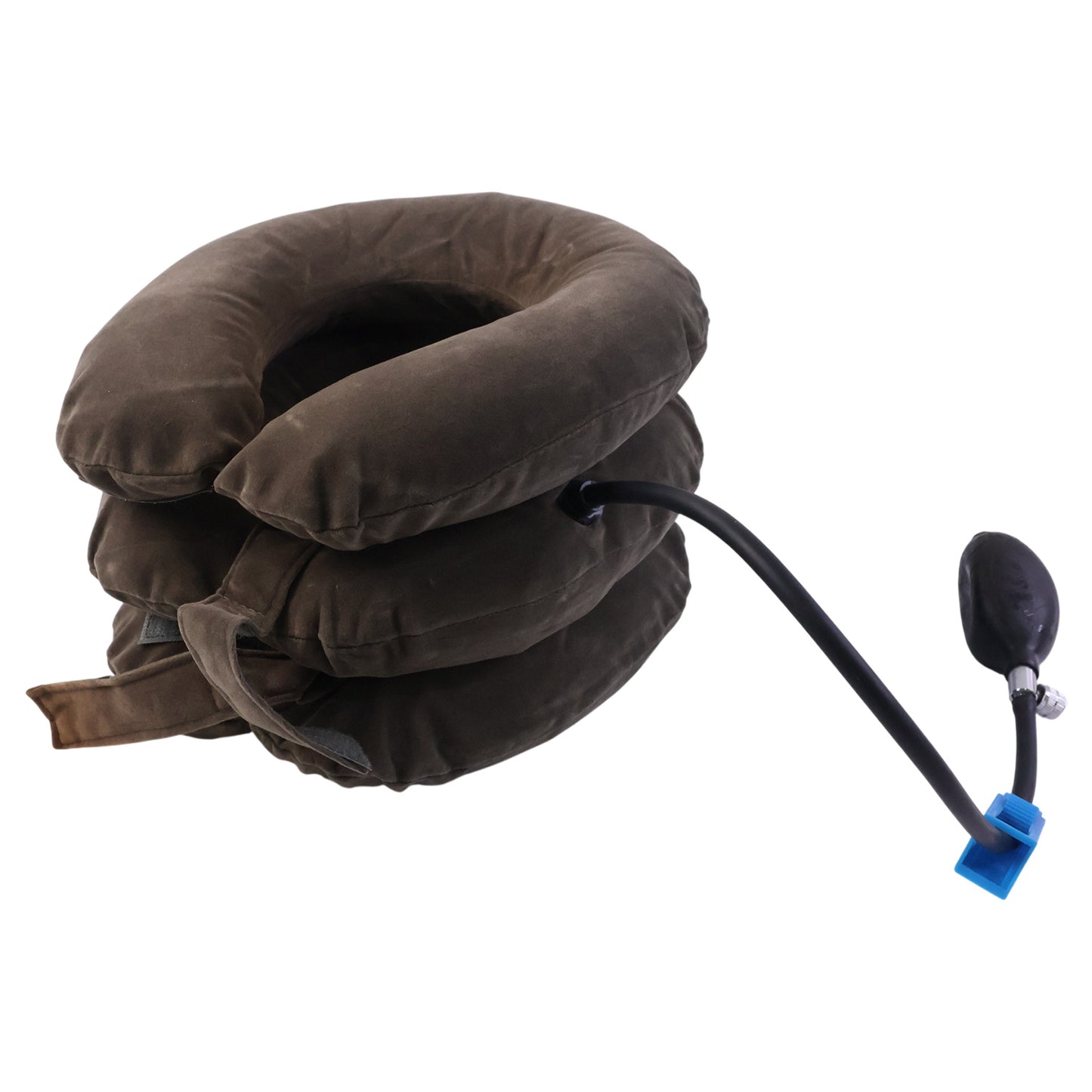 Wukusy 3-layer inflatable cervical neck traction support collar showing adjustable design and soft material for neck relief.