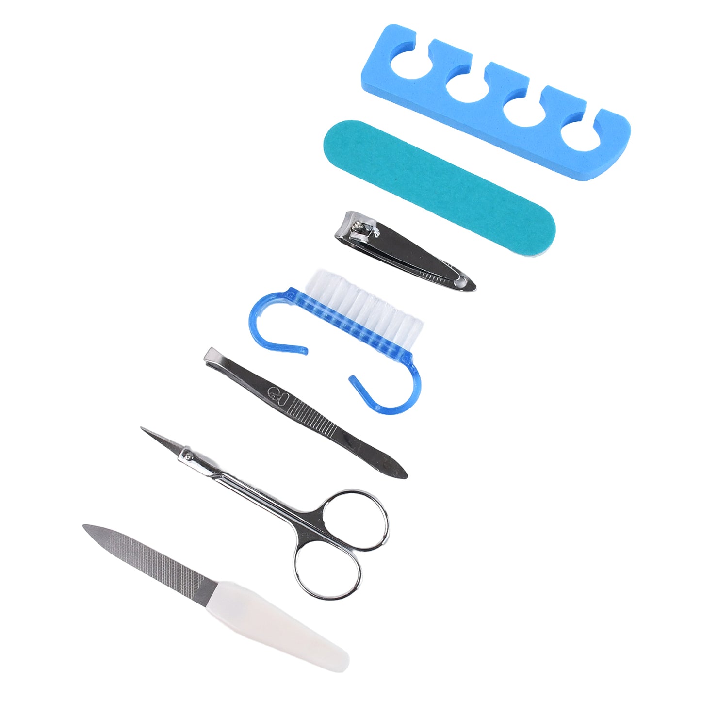 Wukusy 7-in-1 manicure set tool kit with seven beauty and health grooming tools on a clean surface.