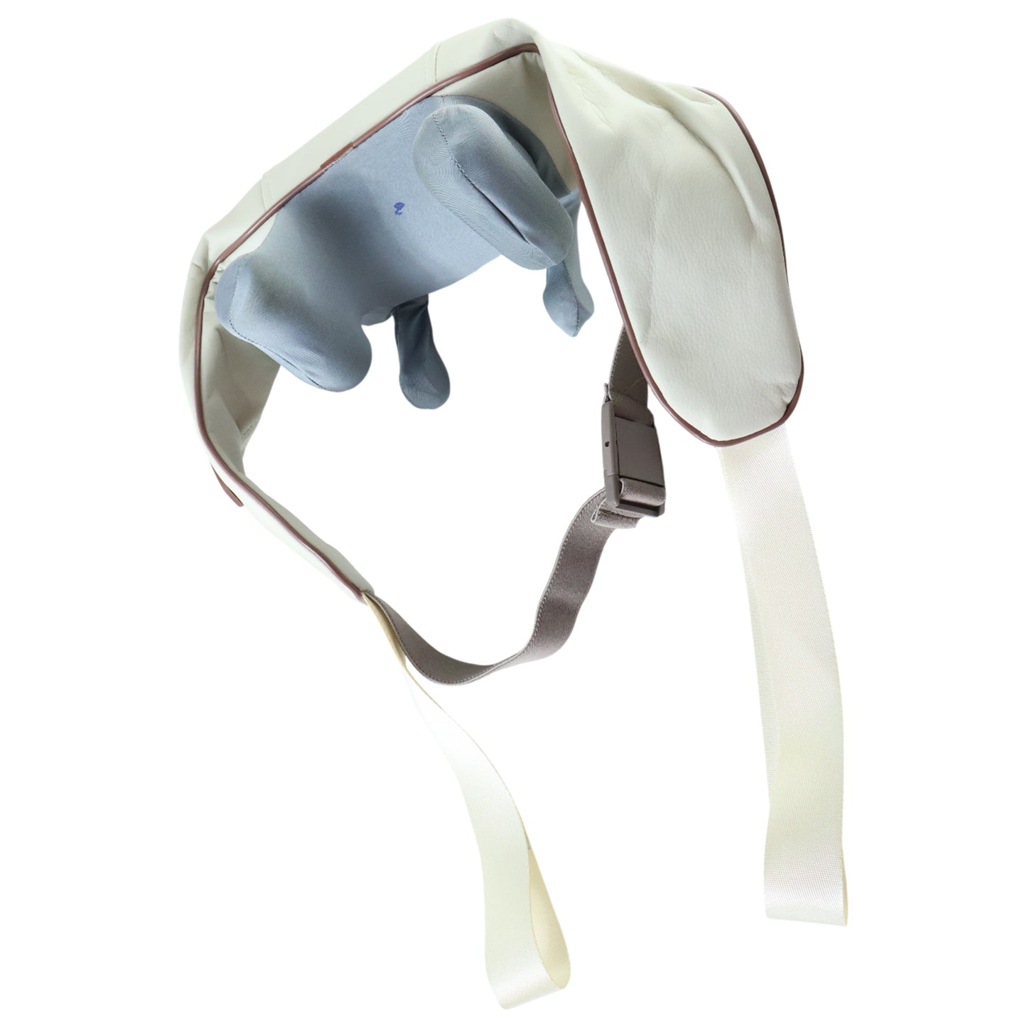 Wukusy adjustable neck and shoulder massager belt showing padded design and control panel for targeted relaxation.