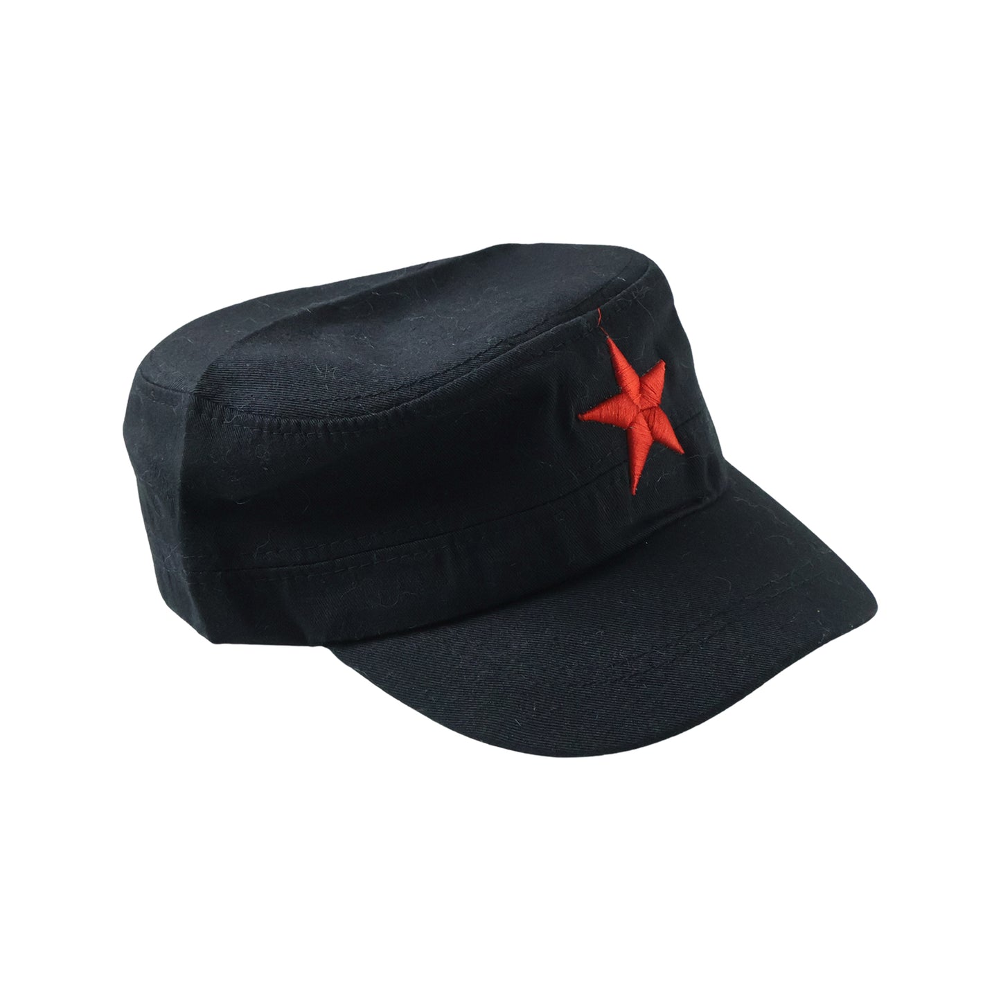 Wukusy classic military style red star cap featuring a structured design and adjustable strap, shown in a close-up view.