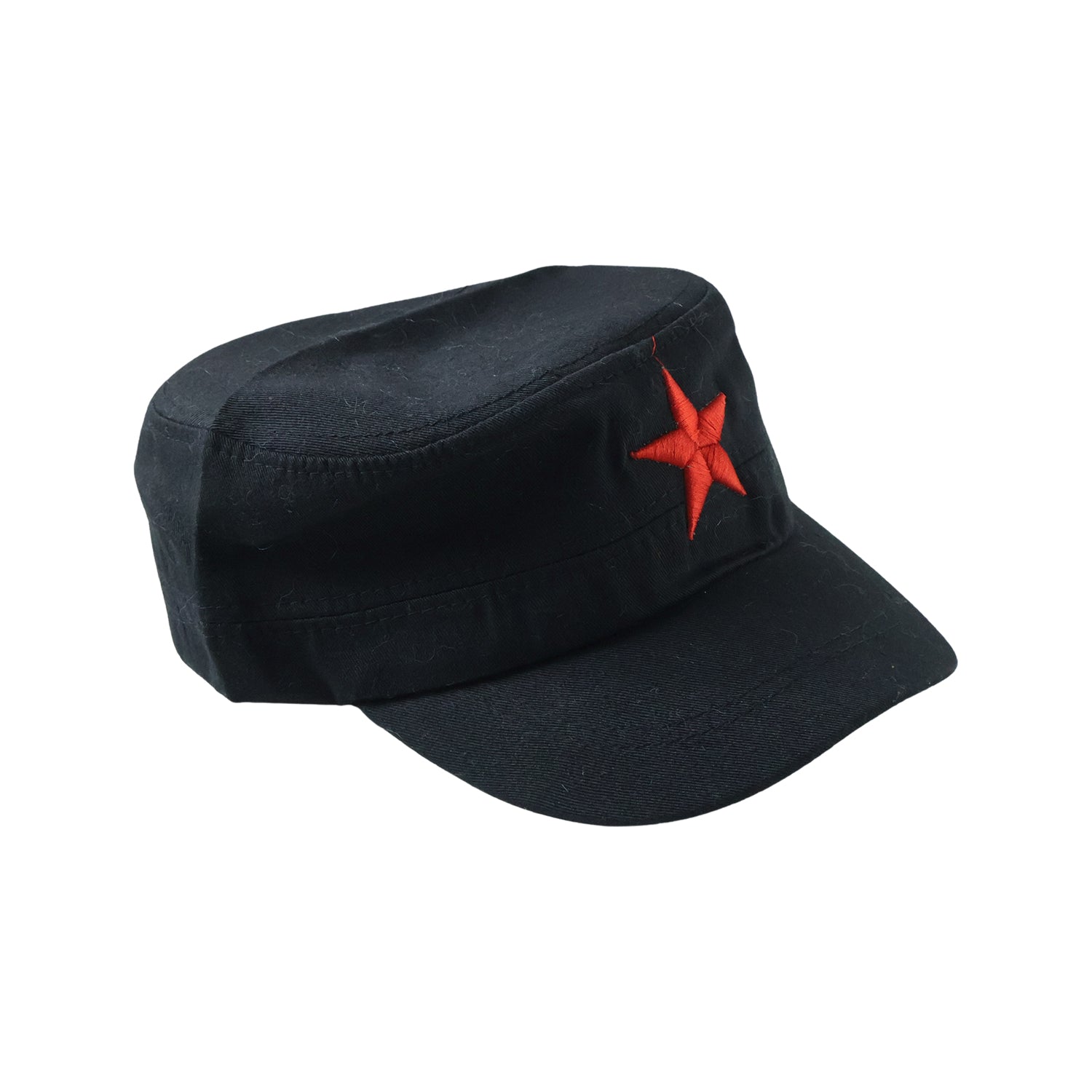 Wukusy classic military style red star cap featuring a structured design and adjustable strap, shown in a close-up view.