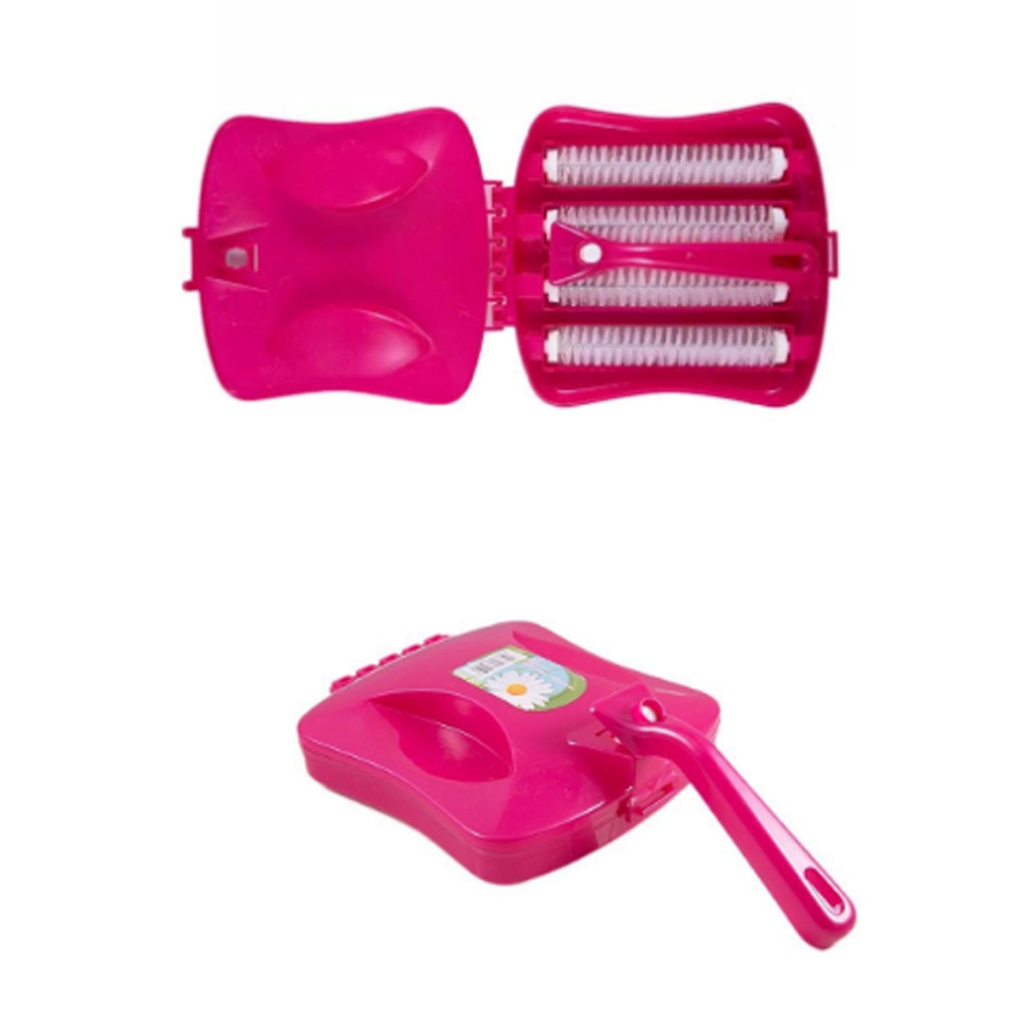 Wukusy 6230 plastic handheld carpet roller brush with dust crumb collector, suitable for wet and dry cleaning of carpets.