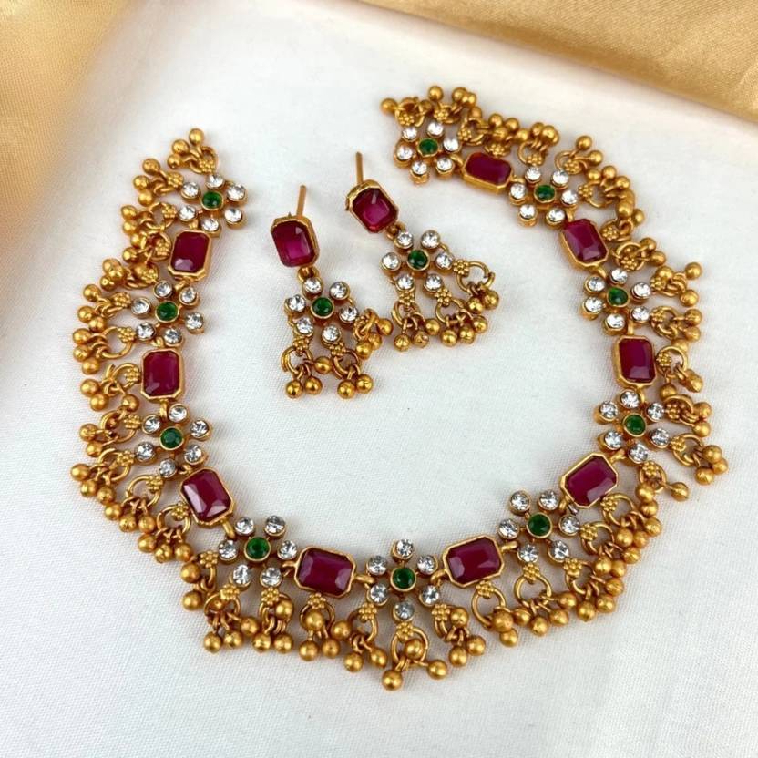Traditional wedding wear choker necklace and jewelry set for women from Drpshippr's men's collection, featuring intricate designs.