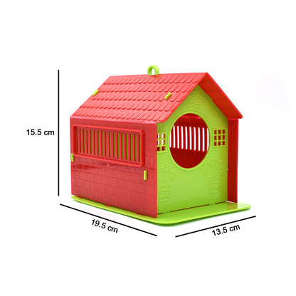Small Wukusy bird house designed for birds, featuring a compact wooden structure with a circular entrance and natural finish.