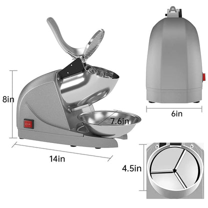 Wukusy electric ice crushing machine with stainless steel bowl, compact kitchen appliance for crushing ice efficiently.