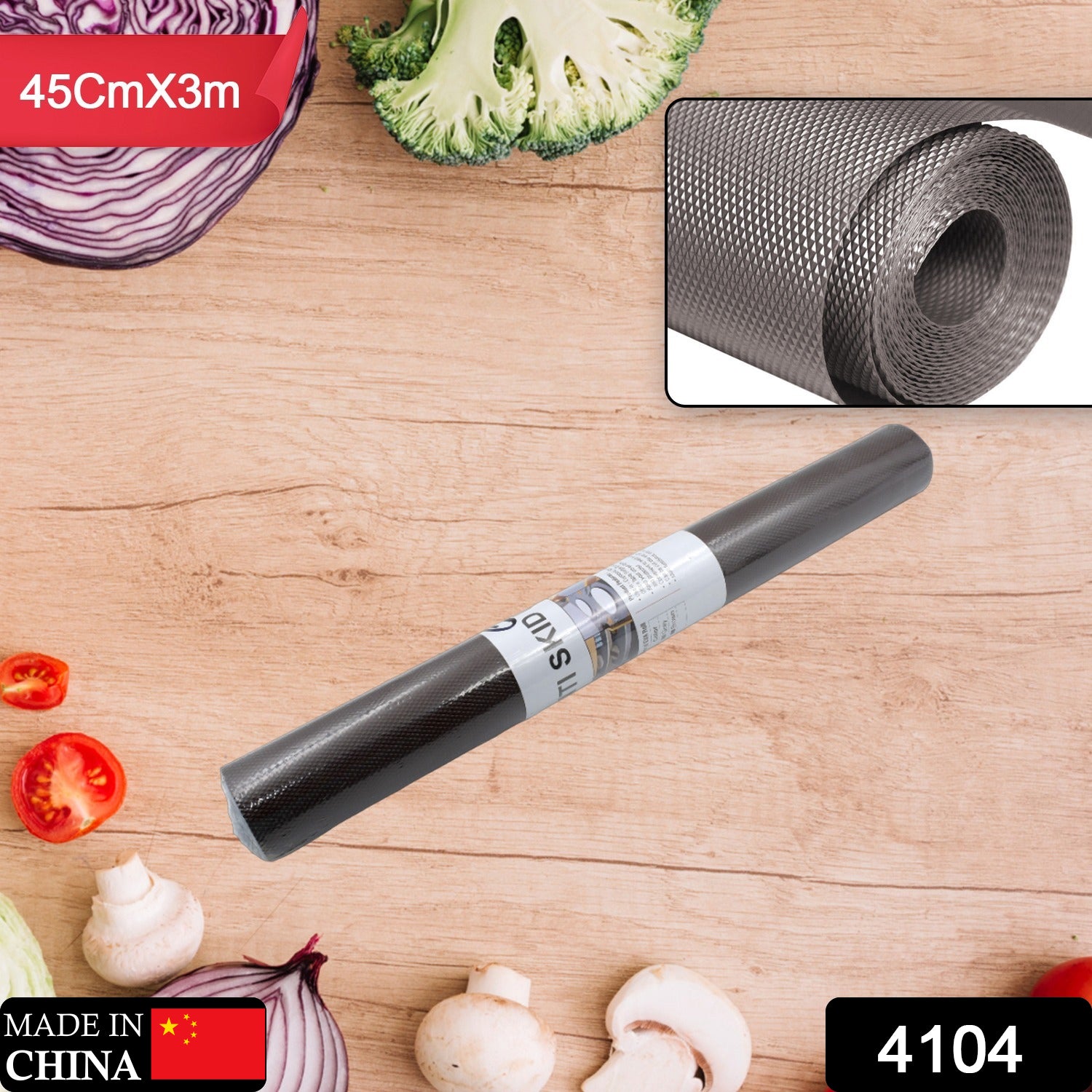 Wukusy 45cmx3m anti-slip bathroom and kitchen cabinet drawer shelf liner sheet roll with strong grip and waterproof surface.