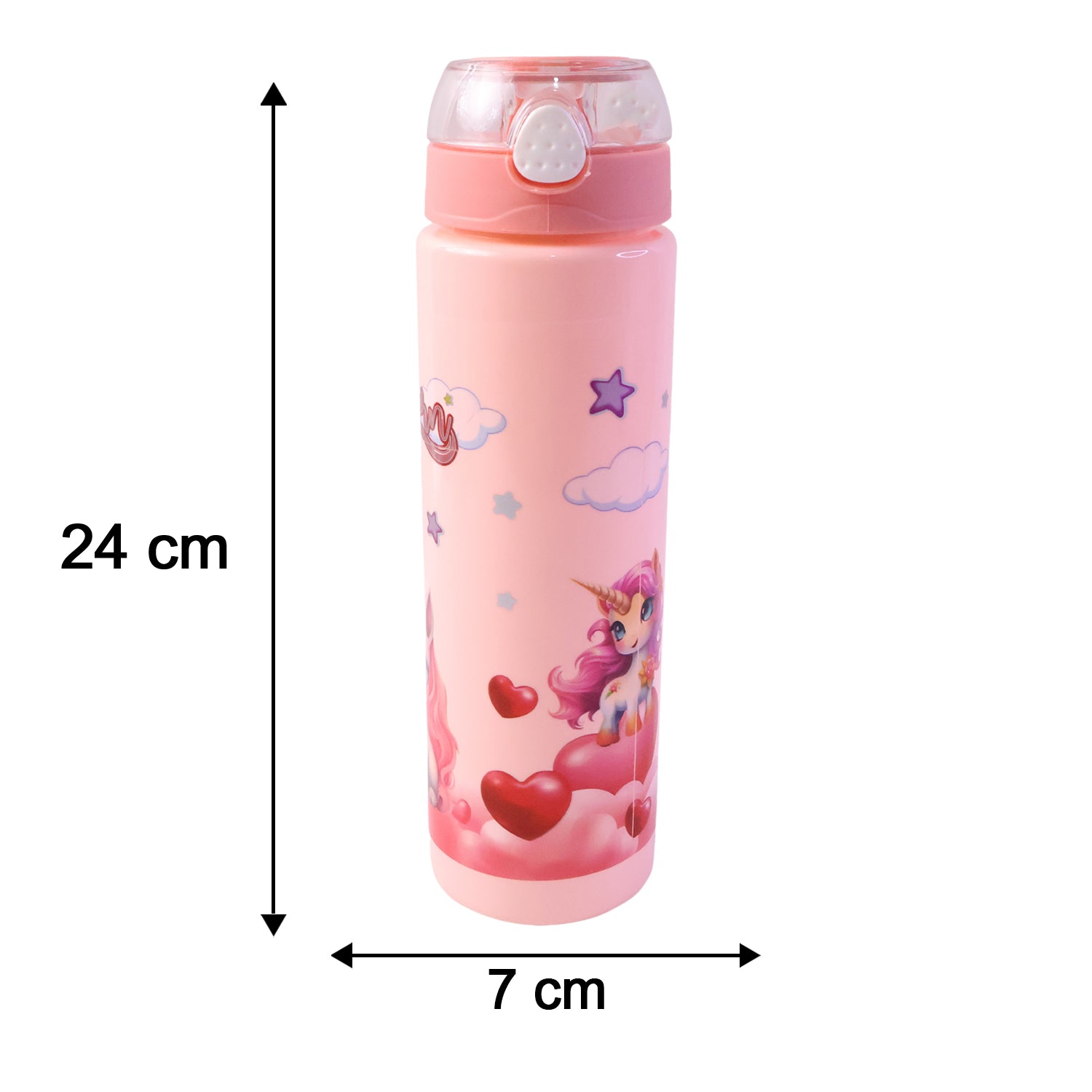 Wukusy cute cartoon printed kids water bottle with flip top lid and straw, 500 ml capacity, featuring colorful playful designs.