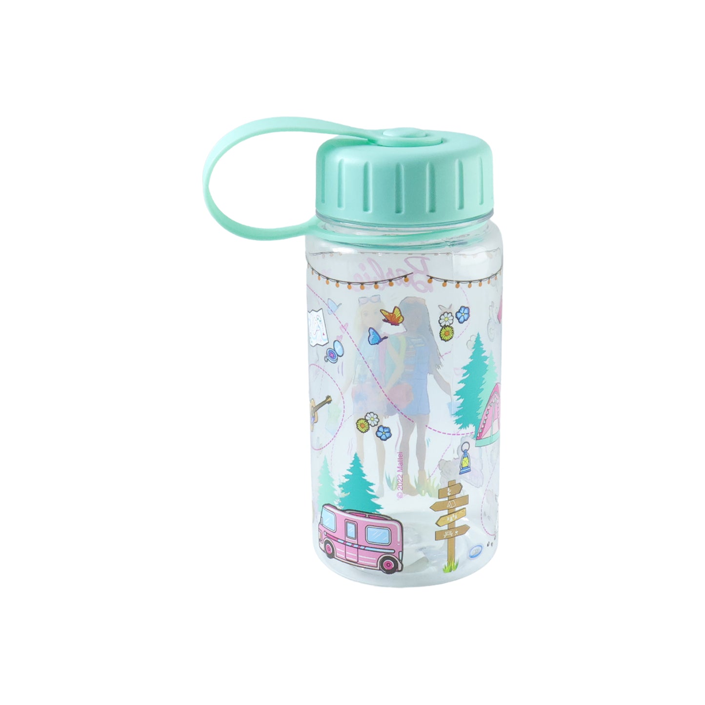 Kids printed water bottle by Wukusy, 400ml capacity, featuring colorful playful design, made of durable plastic for children.