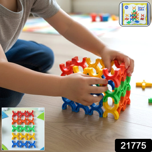 Colorful interlocking stacking toy set by Wukusy featuring vibrant blocks for creative building and play.