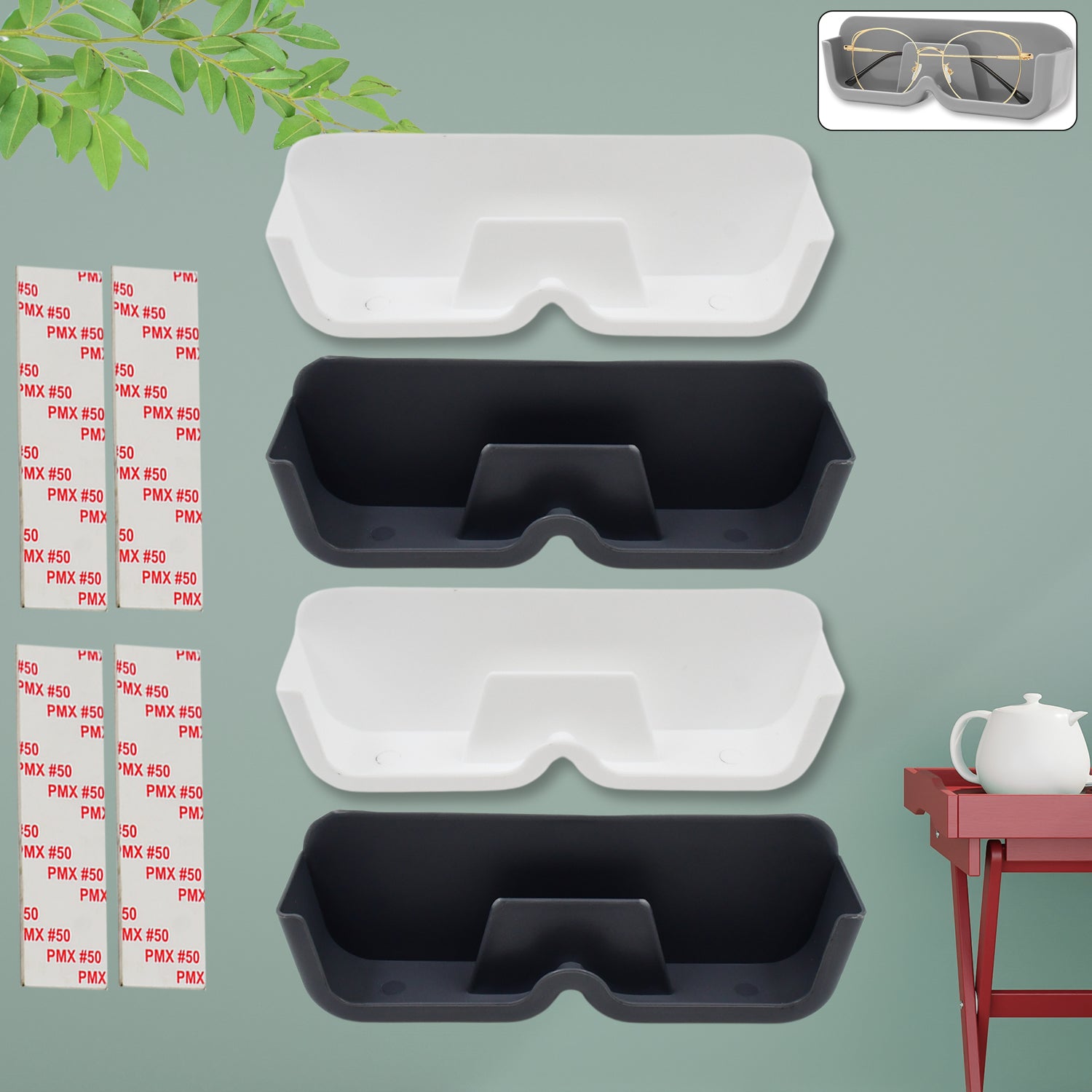 Set of four Wukusy wall-mounted sunglasses holders, ideal for organizing eyewear in home improvement spaces