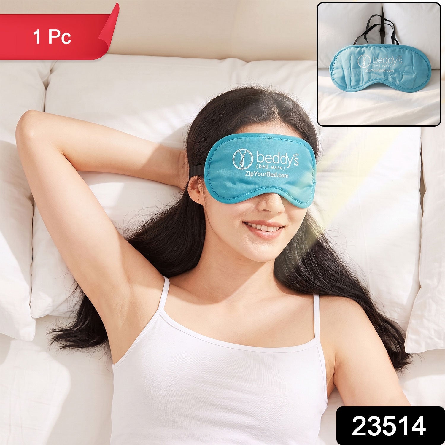 Wukusy soft sleep eye mask with padded light-blocking cover and elastic strap, designed for comfortable, restful sleep.