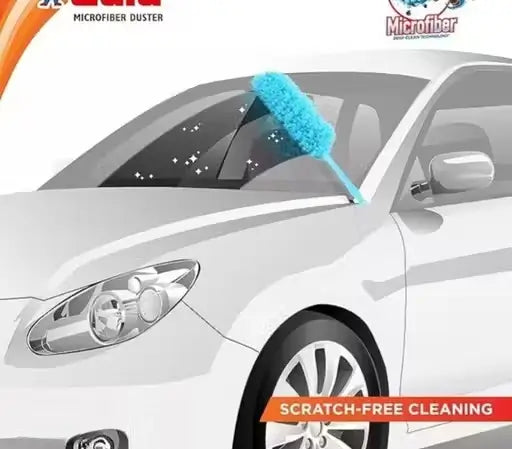Ekom microfiber feather duster for cleaning, with soft microfiber feathers and a sturdy handle, ideal for dusting delicate surfaces.