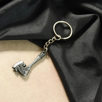 Wukusy stylish axe-shaped metal keychain, featuring a detailed axe design, perfect for key organization and accessories.