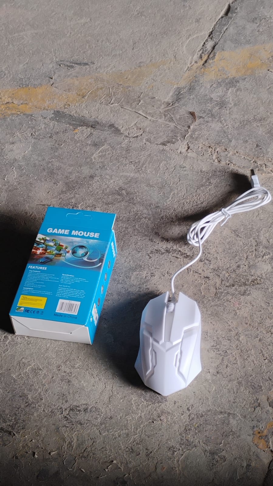 Wukusy USB wired gaming mouse with colorful luminous lighting, white color, ergonomic design, and multiple programmable buttons.