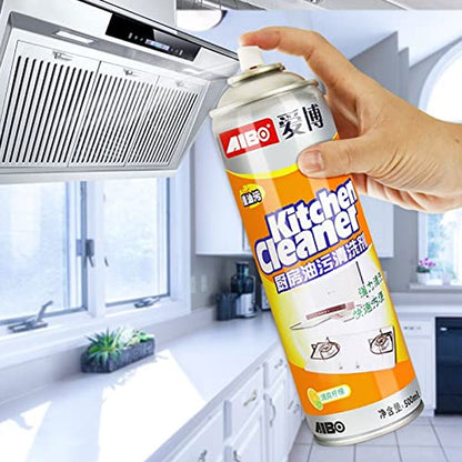 Wukusy 1331 multipurpose bubble foam cleaner spray with a spray nozzle, used for kitchen grease and stain removal.