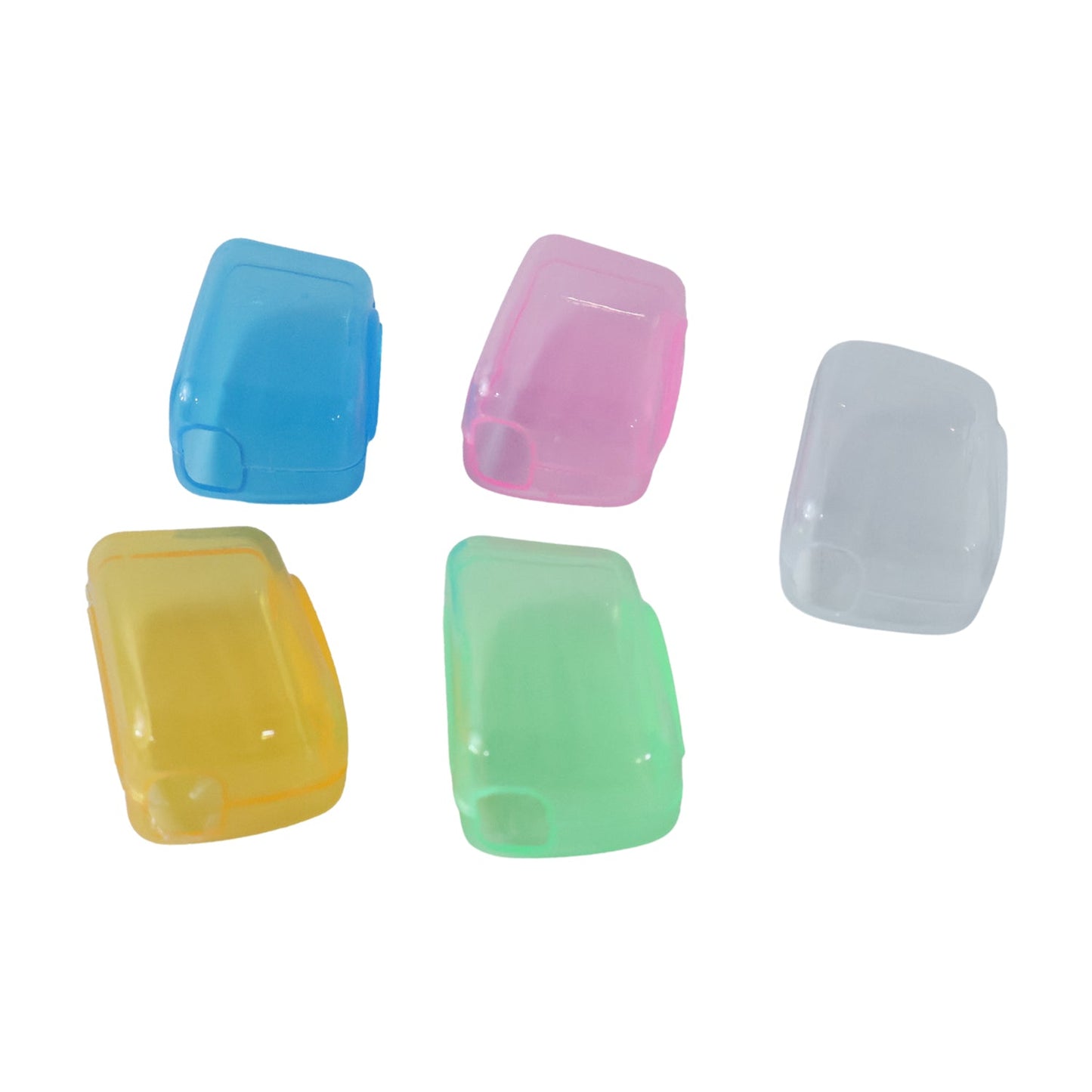 Set of five Wukusy toothbrush head cover caps with anti-dust travel protection for toothbrush hygiene.