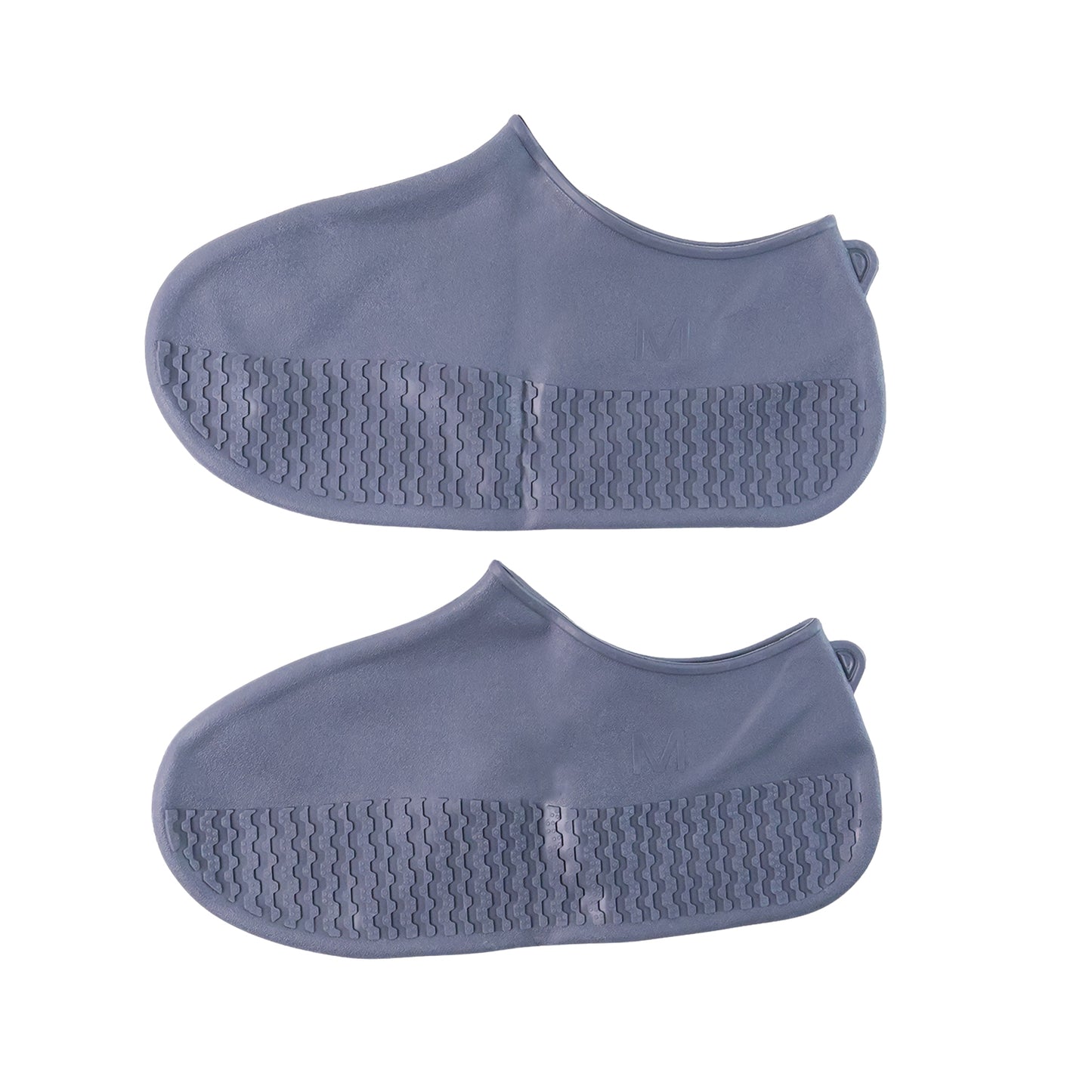 Pair of grey Wukusy non-slip silicone rain boot covers, waterproof, reusable, foldable, ideal for travel and anti-skid protection.