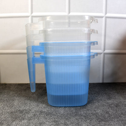 Set of four transparent plastic bathroom water mugs in mixed colors, each with a 1000 ml capacity, by Wukusy.
