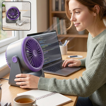 Portable Wukusy desk fan with USB connection, compact personal air circulation fan for desktop use