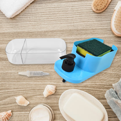 Wukusy 3-in-1 dishwashing and handwash liquid soap dispenser with multiple compartments for kitchen use.
