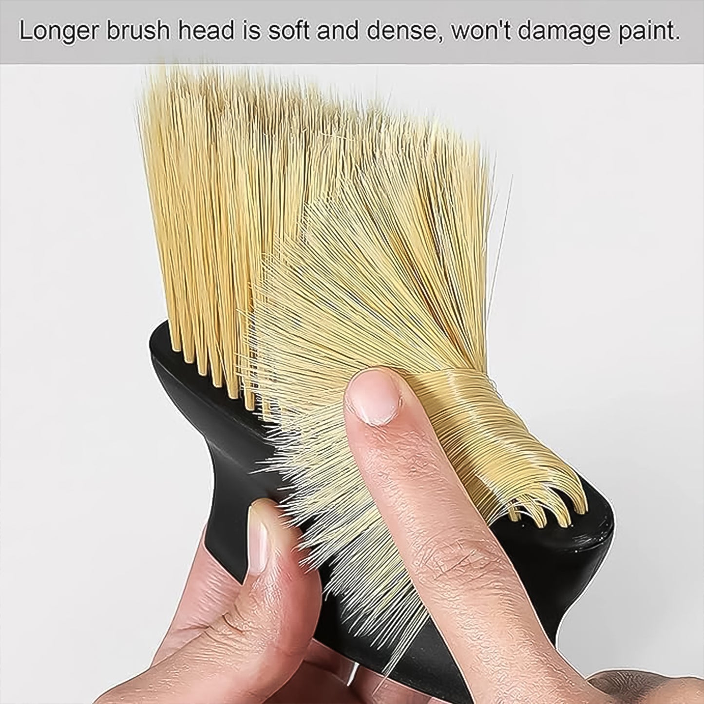 Wukusy multipurpose soft car air conditioner cleaner brush for automotive use, shown cleaning vents and air filters.