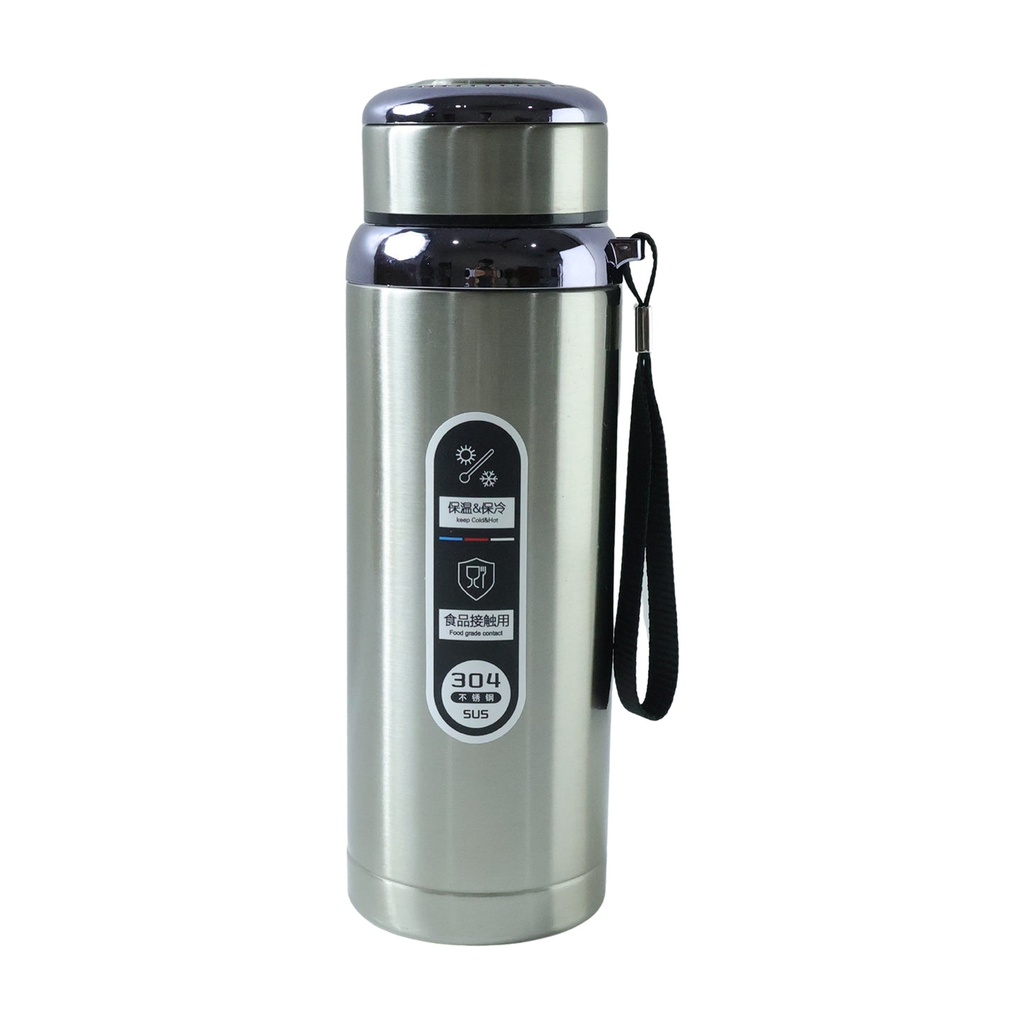 Wukusy premium stainless steel vacuum insulated water bottle, 600ml, with sleek design and secure screw-top lid.