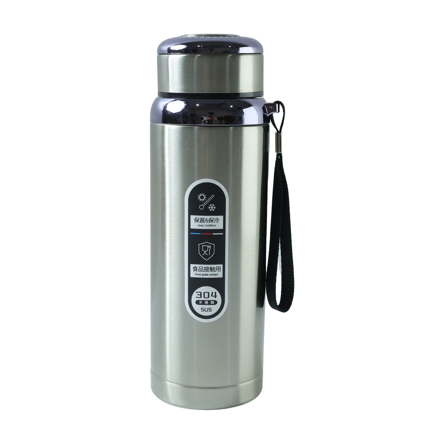Wukusy premium stainless steel vacuum insulated water bottle, 600ml, with sleek design and secure screw-top lid.