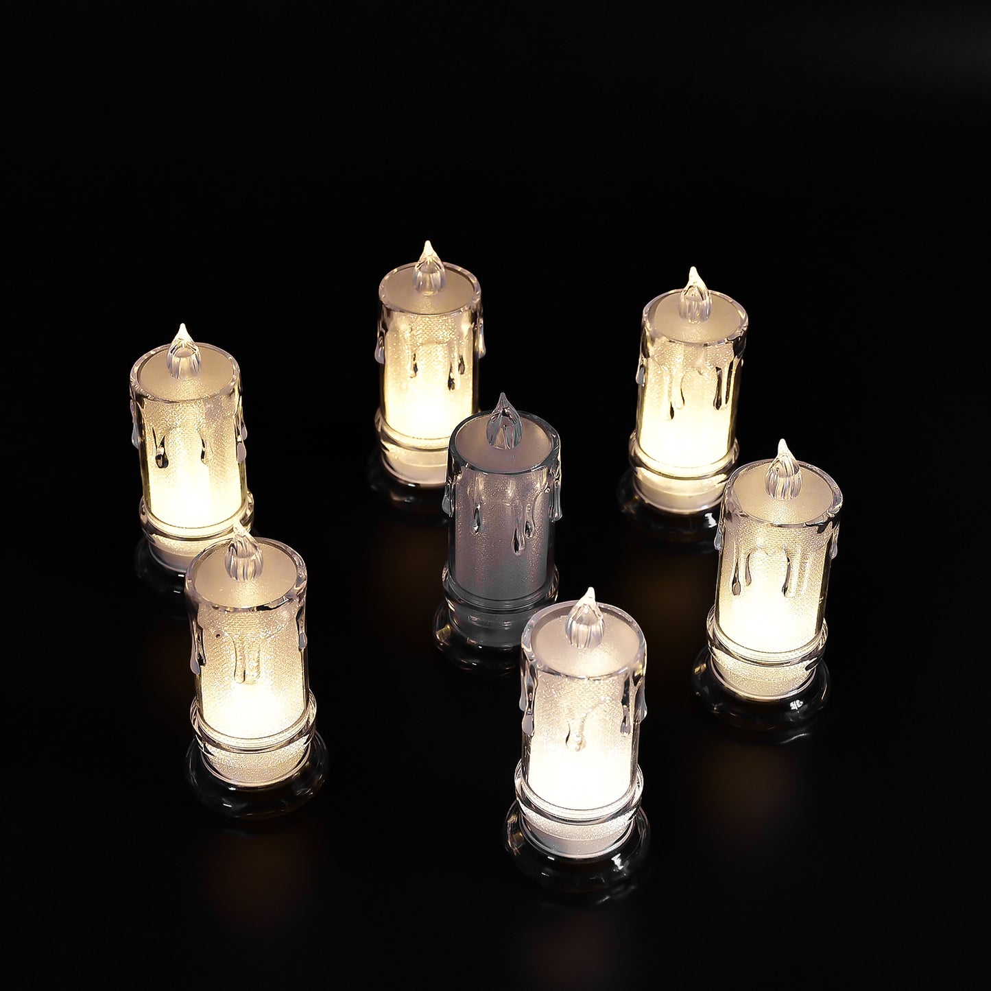 Set of 12 Wukusy flameless melted design candles for home decor, large size, decorative and safe for ambient lighting.
