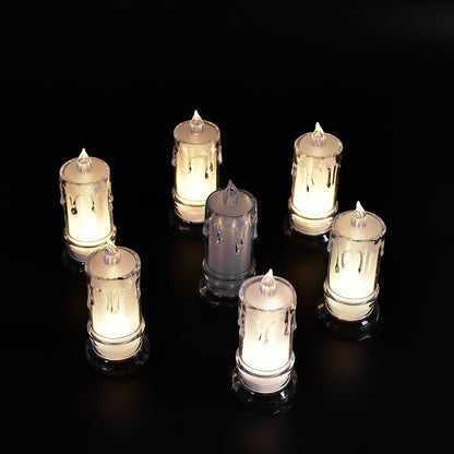 Set of 12 Wukusy flameless melted design candles for home decor, large size, decorative and safe for ambient lighting.