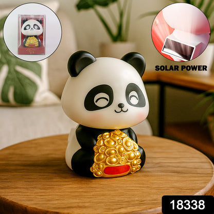 Solar-powered moving head panda statue for car decoration, creative home improvement accessory by Wukusy