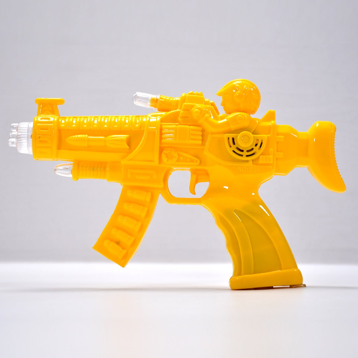 Wukusy 4412 Concept Musical Transparent Glow Gear Gun toy with rainbow light, featuring colorful lights and a futuristic design.