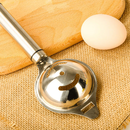 Wukusy premium stainless steel egg separator tool for home and kitchen use, showing the sleek, cylindrical design with separator slots.
