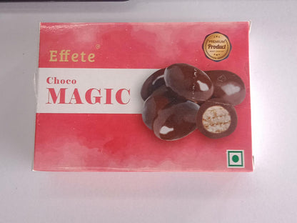 Wukusy 32g Choco Magic Center Filled Chocolate showing a smooth chocolate exterior with a visible creamy filling inside.