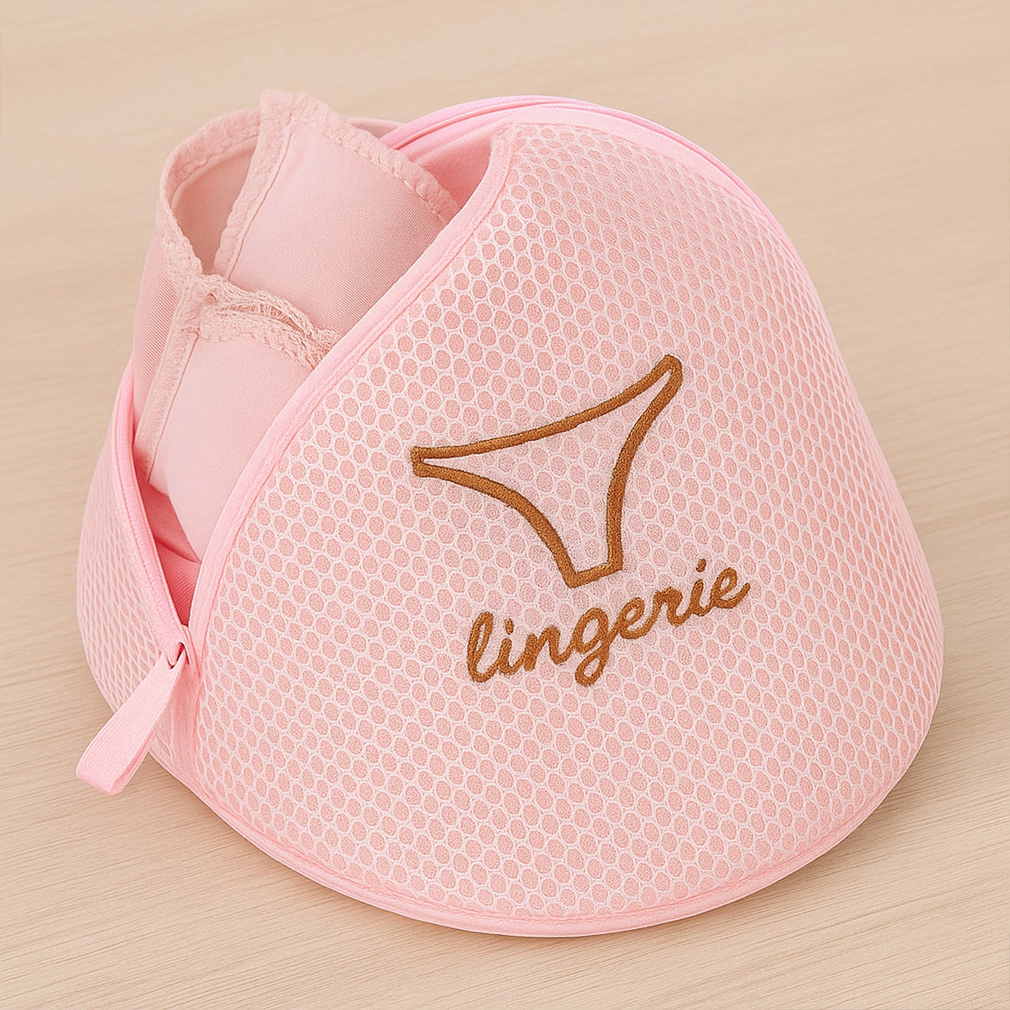Wukusy lingerie wash bag with dome shape, mesh protective laundry pouch, zip closure for delicate lingerie care.