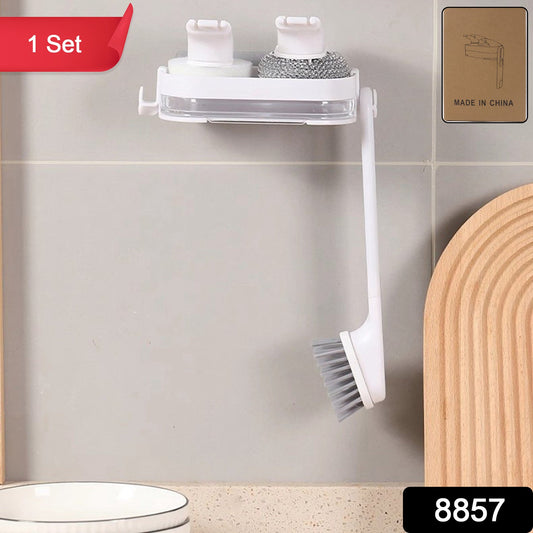 Wall-mounted multi-function cleaning tool set by Wukusy with various brushes and accessories for versatile home cleaning tasks.