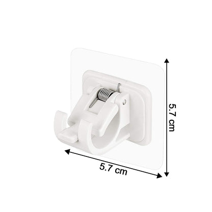 Wukusy no-drill wall-mounted adhesive towel rod holder, single black metal bar attached to a bathroom wall for towels.