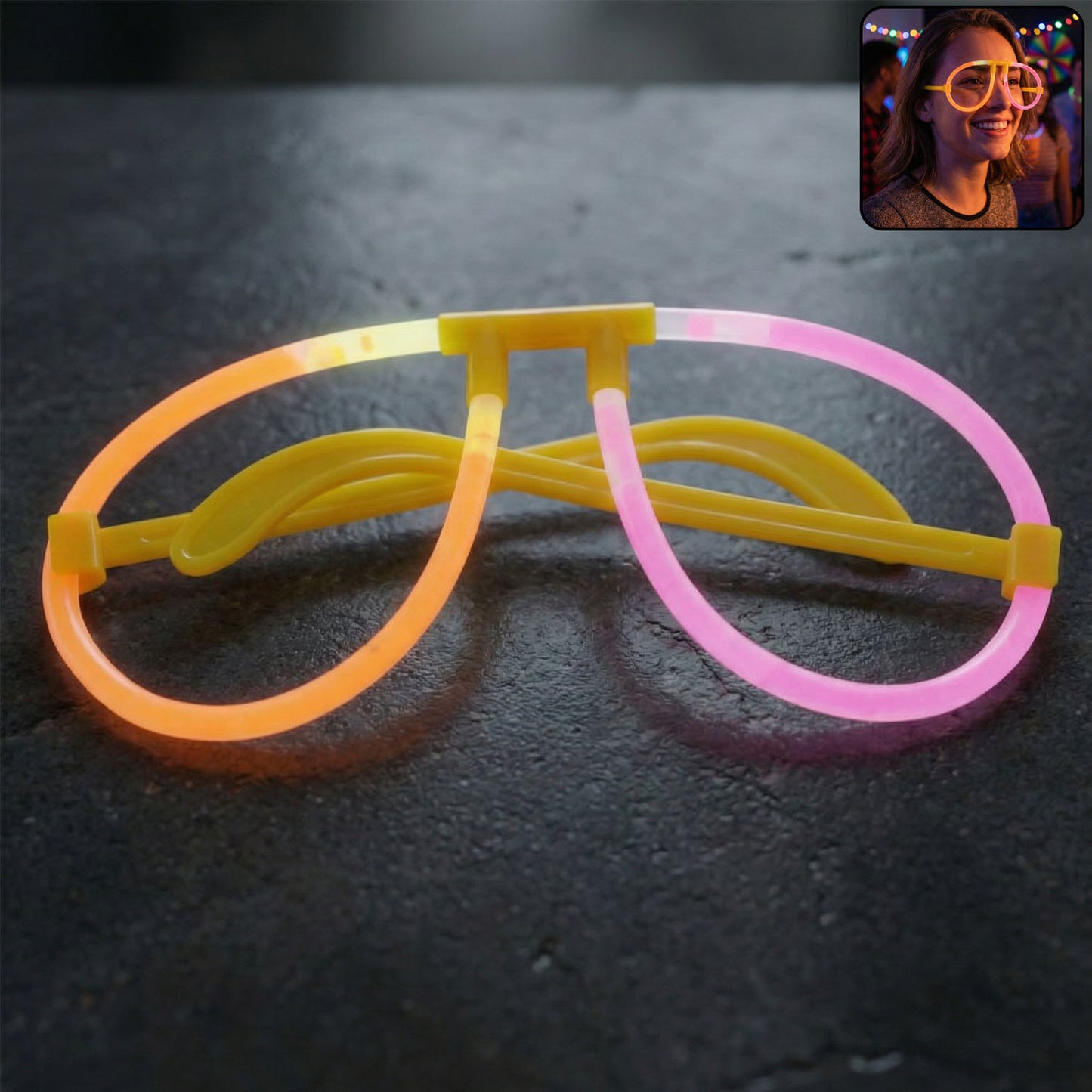 Wukusy glow party glasses with neon illumination, one-piece plastic eyewear for festive events and parties