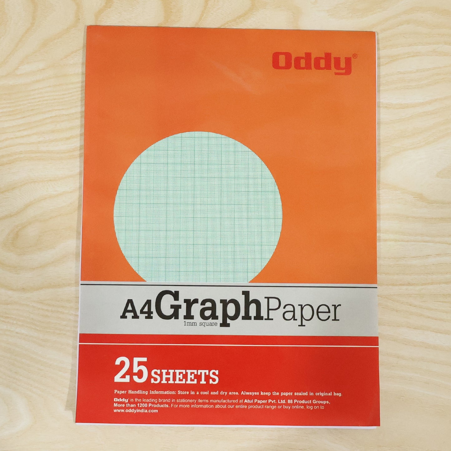 Wukusy Oddy A4 graph paper pad with 1mm square grid, 25 sheets, showing sheets with precise grid lines for drawing and plotting.